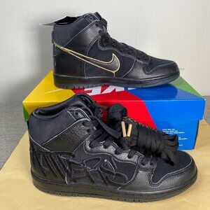 Nike SB Dunk High Sneaker Shoes Men 8 FAUST Black Gold Authenticated DH7755-001